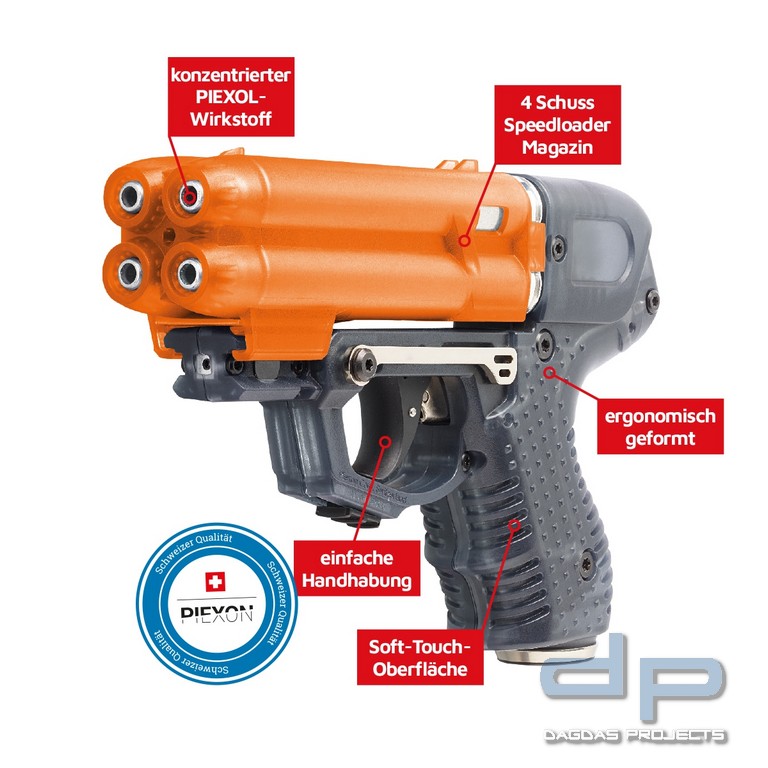 Pfefferspray JPX6 mit 4 Schuss Speedloader mit Laser