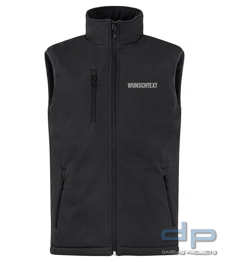 Behörden Padded Softshell Weste in Schwarz Größe: L mit Aufdruck nach Wunsch in reflex silber