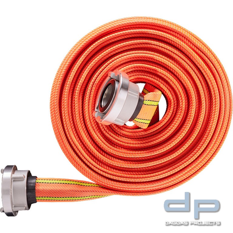 Druckschlauch TITAN X-TREME Neonorange, C42, 30 m, DIN 14811, STORZ-Kupplungen und Schutzmanschette