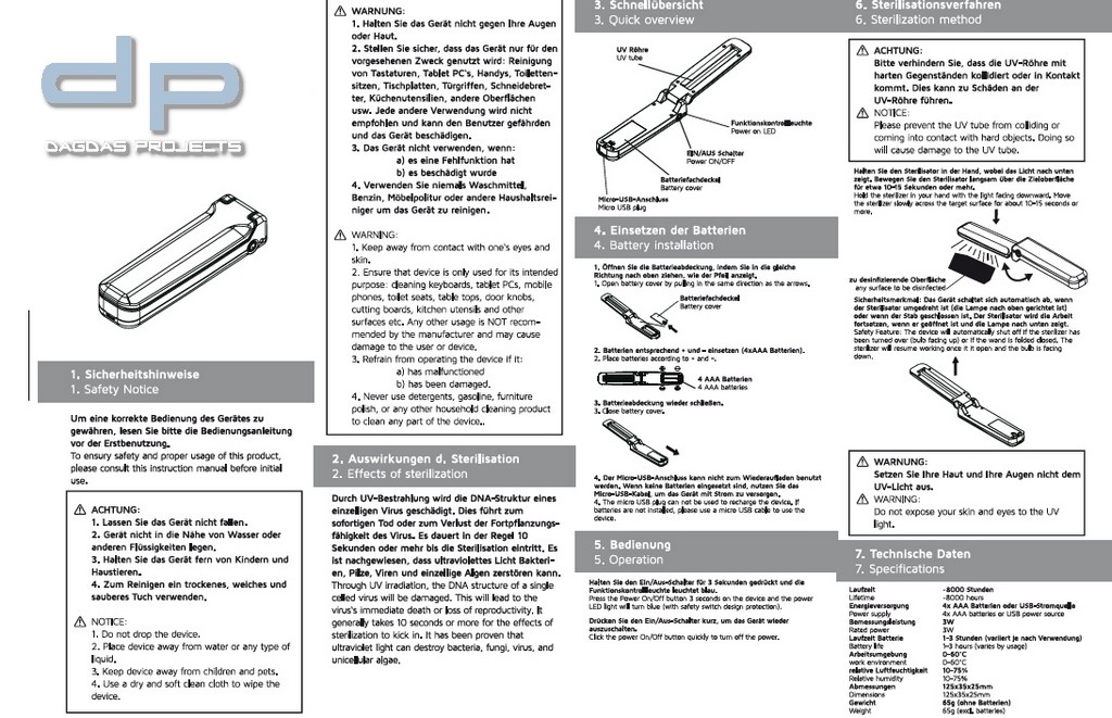 UV-C Desinfektionslicht Light Clean