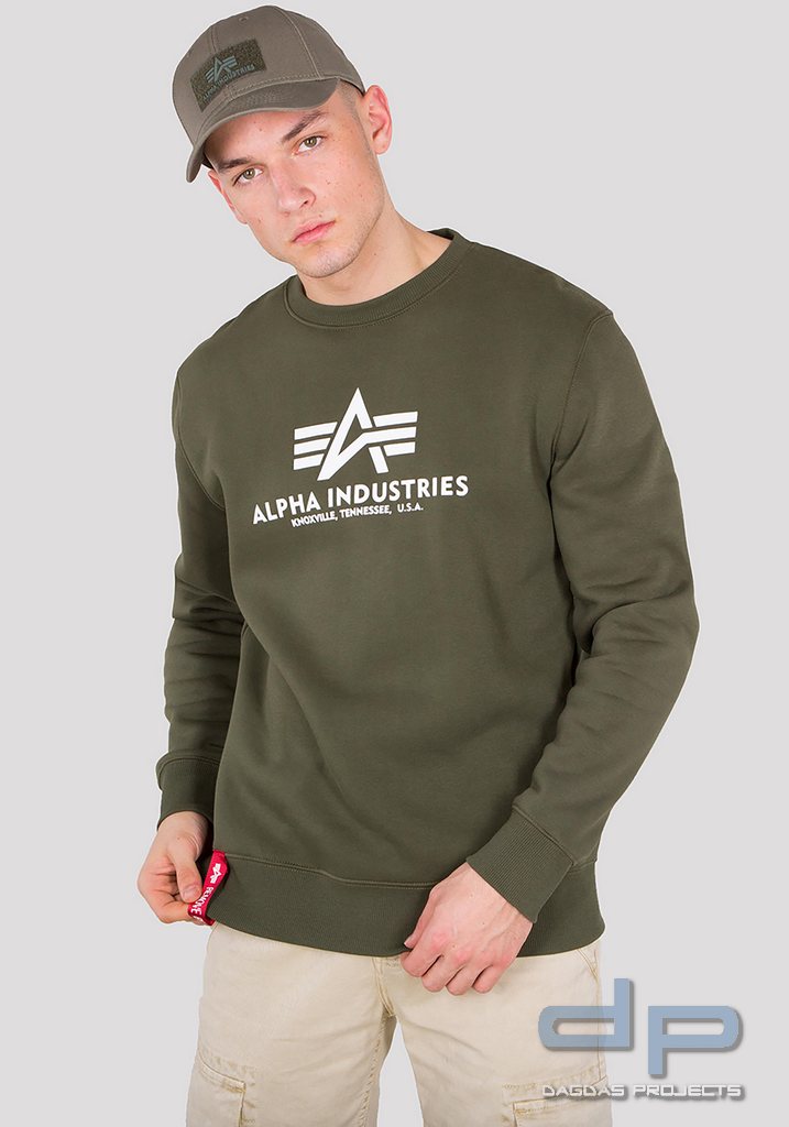 Alpha Industries Basic Sweater in Dunkeloliv Größe: S