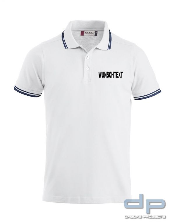 Behörden Poloshirt Piqué Weiß mit Aufdruck nach Wunsch