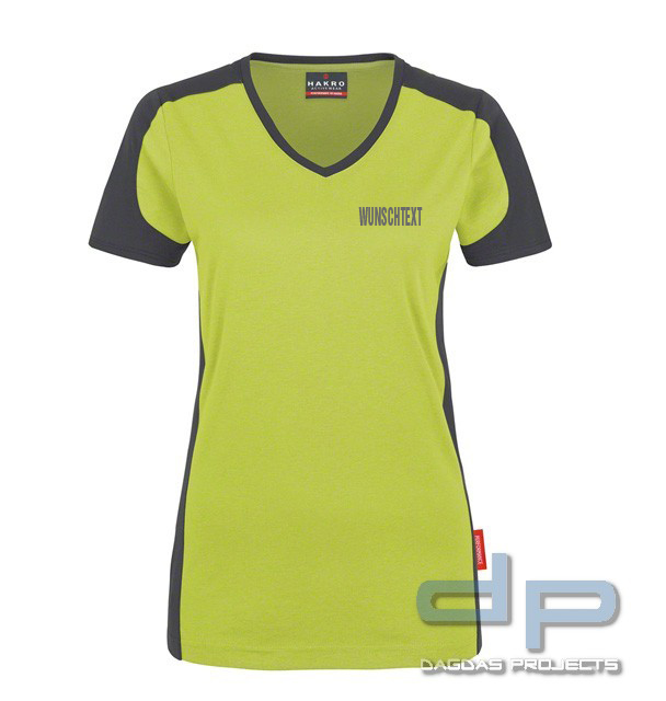 DAMEN-V-SHIRT in Grün mit Wunschaufdruck auf Brust und Rücken