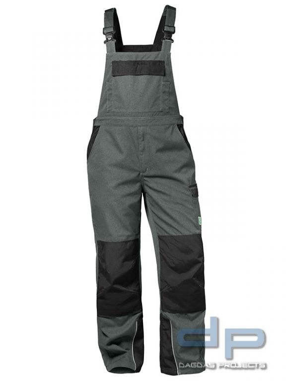 Canvas-Latzhose in Grau/Schwarz