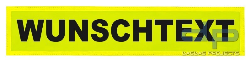 Reflexschild - glänzend - Klett - 38x8cm - leuchtgelb - Wunschtext