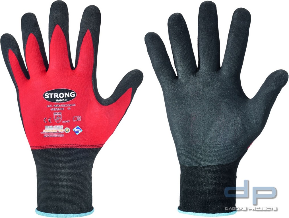 STRONGHAND® HANDSCHUHE in schwarz/rot VPE 12