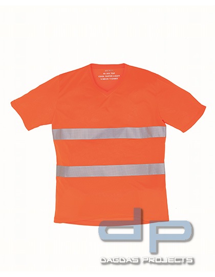 Hi Vis Top Cool Super Light V-Neck T-Shirt orange oder gelb
