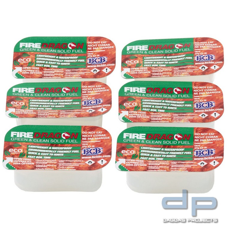 FIREDRAGON Brennstoff, 162 g (6 Block à 27 g)