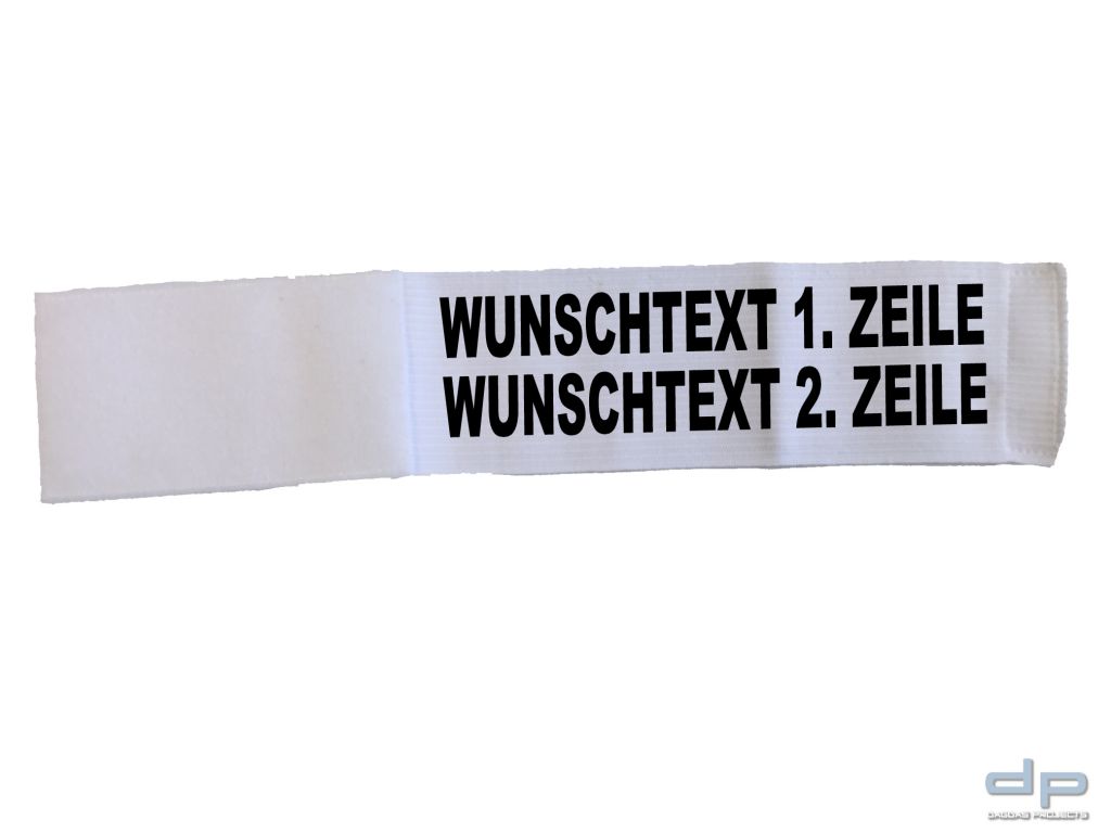 Behörden Klettarmbinde weiss mit Wunschaufdruck 2 zeilig