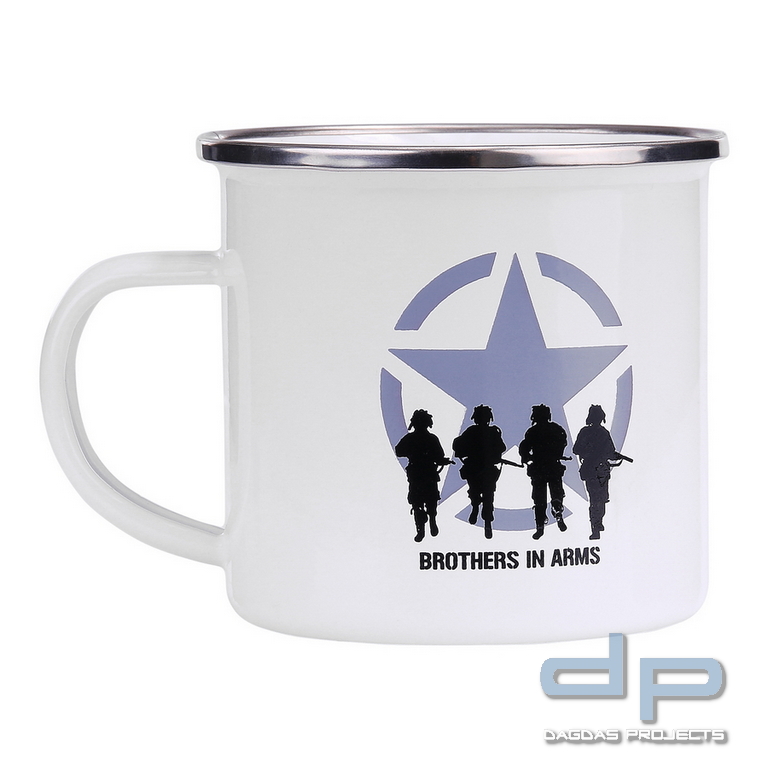 Emaille mok Brothers in Arms in verschiedenen Farben