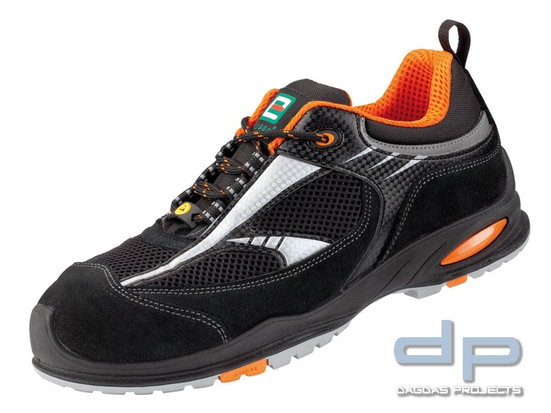 Halbschuhe in Schwarz/Silber-Orange abgesetzt