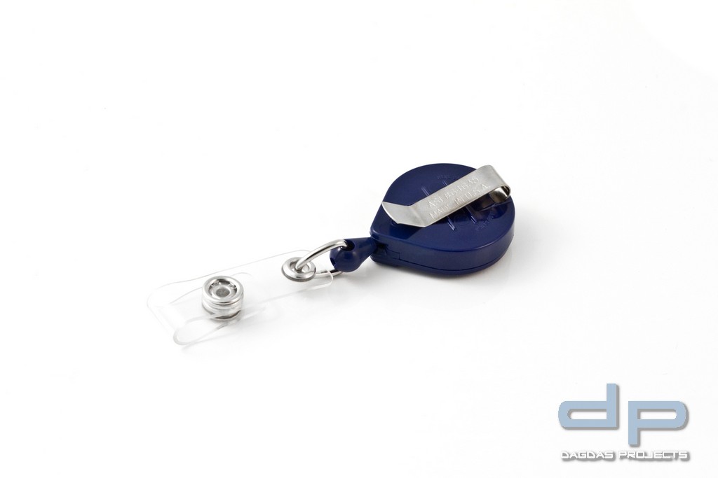 MINI-BAK ID ® - der original Kartenhalter mit Rückholautomat Clip blau
