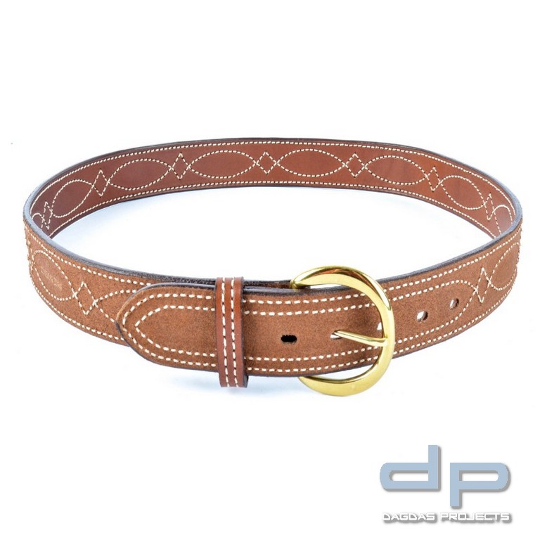 BIANCHI® B9 Wendegürtel mit Ziernähten, Leder, braun, 45 mm