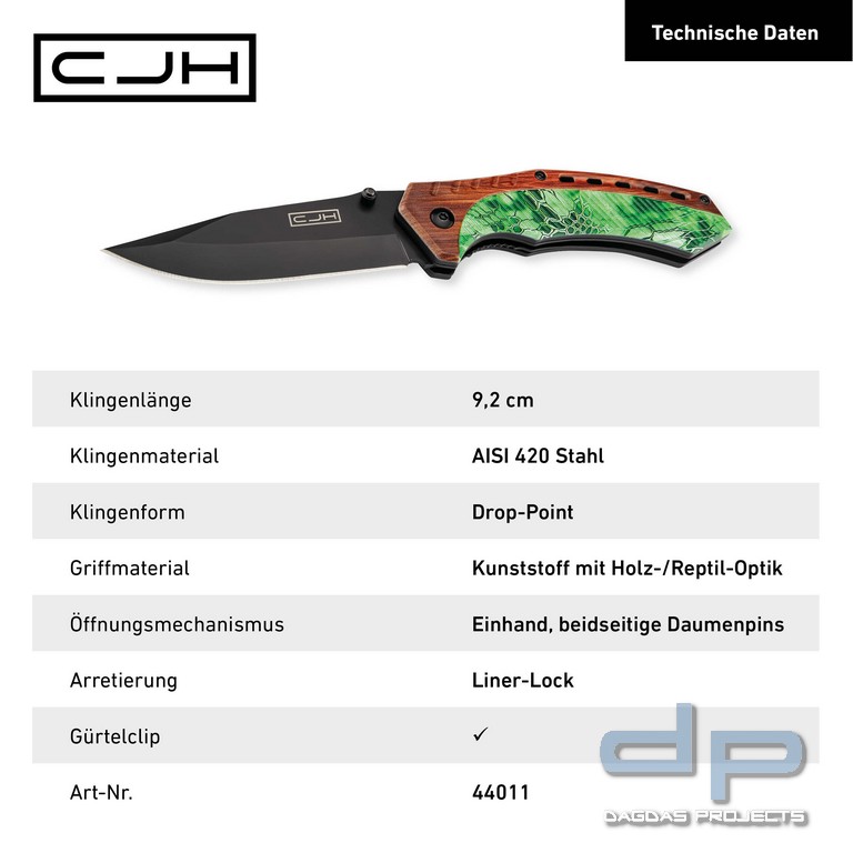 CJH Einhandmesser Holz/Camo mit schöner Lackierung in Holz und Camouflage Optik