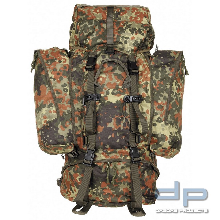 Rucksack,"Alpin110",flecktarn, 2 abnehmbare Seitentaschen