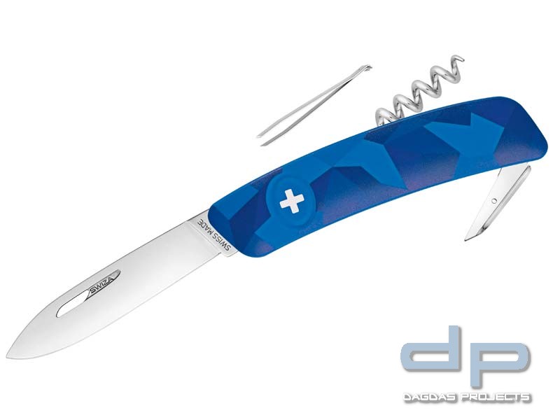 SWIZA Schweizer Messer C01 LIVOR, Stahl 440, Klingensperre, Anti-Rutsch-Griffschalen, Camo Urban Blu