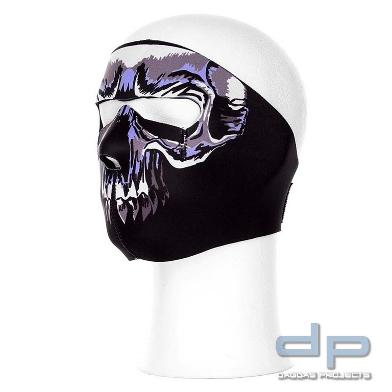 Biker Vollgesichts Maske Skull blaue Druck