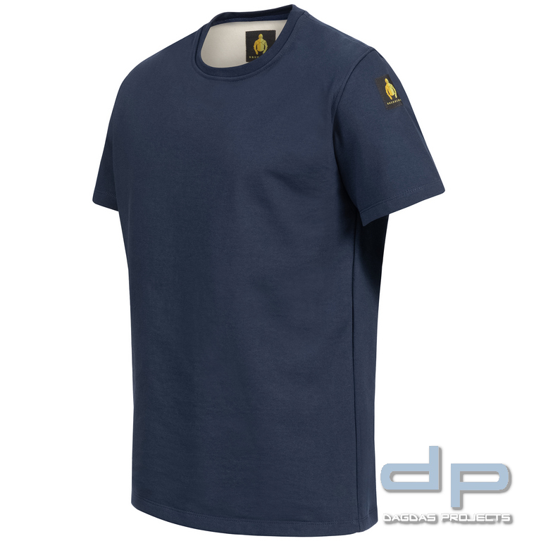 Brunnirok Schnittschutz T-Shirt Coburg Navy-Blue mit Wunschaufdruck in reflex silber