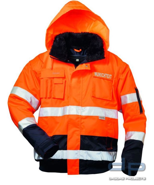 Warnschutz-Pilotjacke Wunschbeschriftung möglich in Orange/Marine