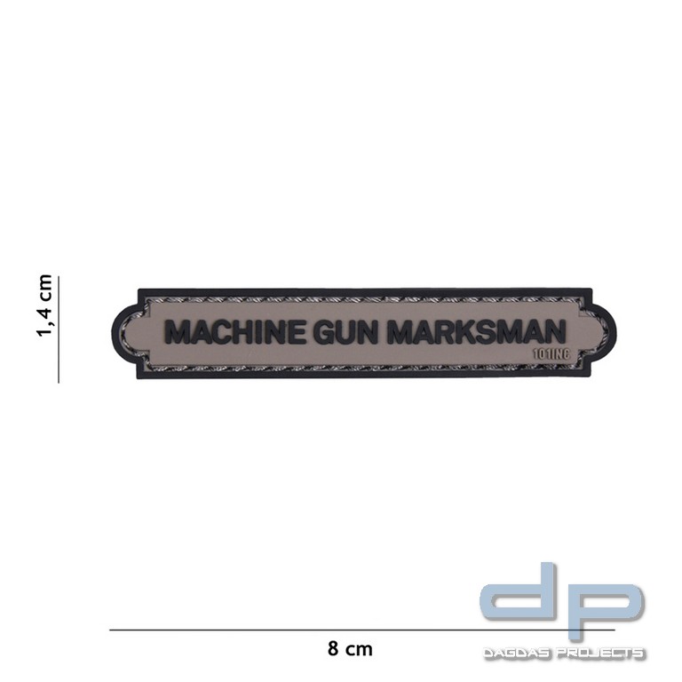 Emblem 3D PVC Machine Gun Marksman Tab grau