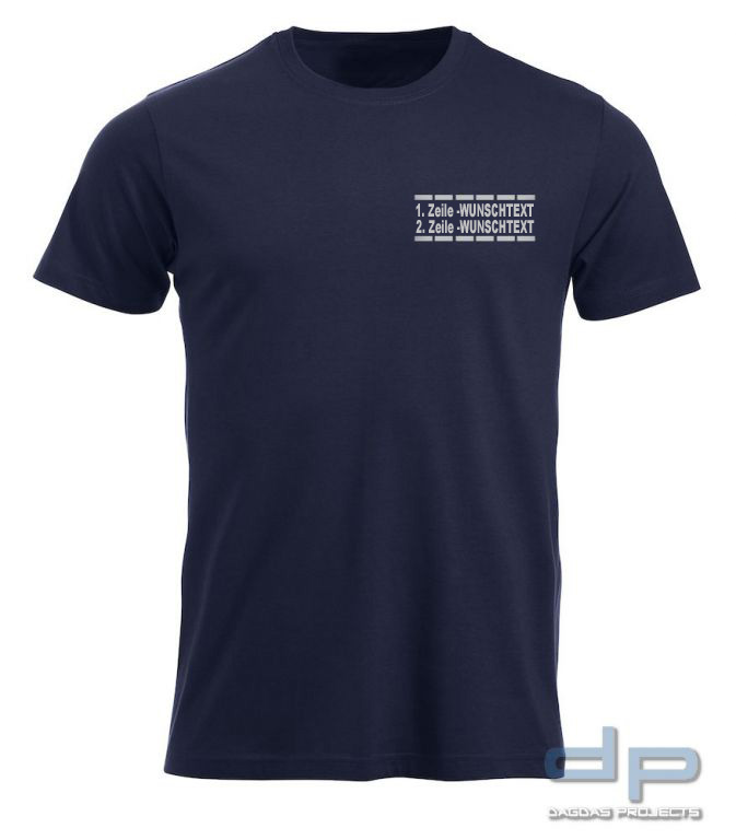 Clique New Classic-T Shirt mit 2 zeiligem Wunschaufdruck gestrichelte Linien in verschiedenen Farben