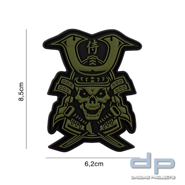 Emblem 3D PVC Samurai Skull grün
