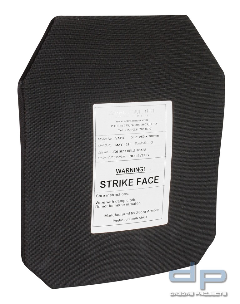 ZEBRA ARMOUR STANDARD LEVEL IV STAND ALONE DOUBLE CURVED