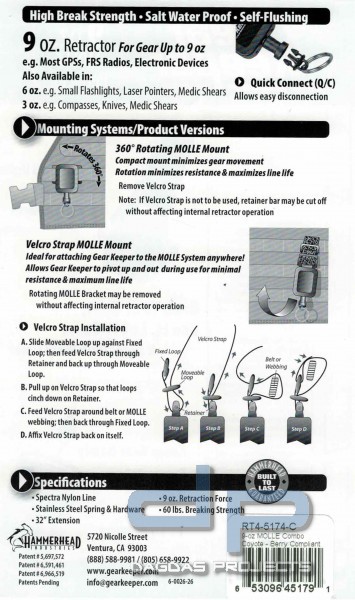 GEARKEEPER RT4-5174 MOLLE U. VELCROADAPTER MIT SCHLÜSSELRING