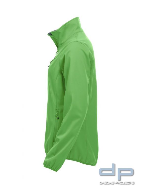 Basic Softshell Jacket Ladies mit reflektierend silbernem Wunschaufdruck in verschiedenen Farben