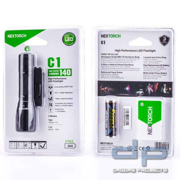 NEXTORCH C1 140 Lumen Taschenlampe, AA Batterie