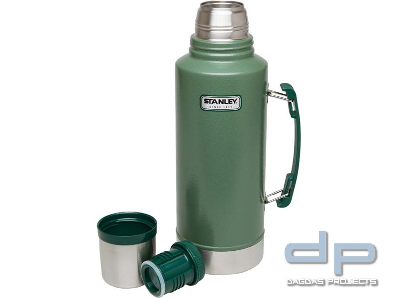 Stanley Classic Vakuum-Flasche, 1,9 Liter, 18/8 Edelstahl, Hammertone grün, Vakuum Isolation