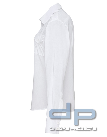 Pilot Hemd Ladies Longsleeve weiss mit Kragenaufdruck MSS