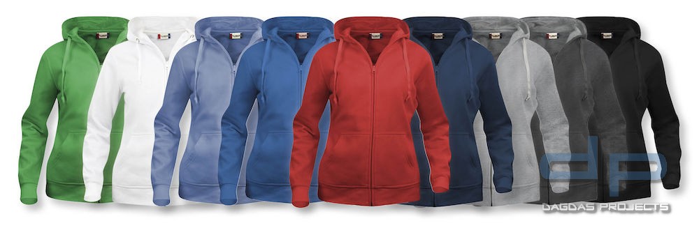 Basic Hoody Full zip Ladies in verschiedenen Farben mit Wunschaufdruck