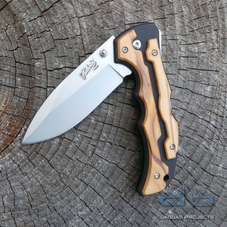 Modernes Einhandmesser G10 und Olivenholz