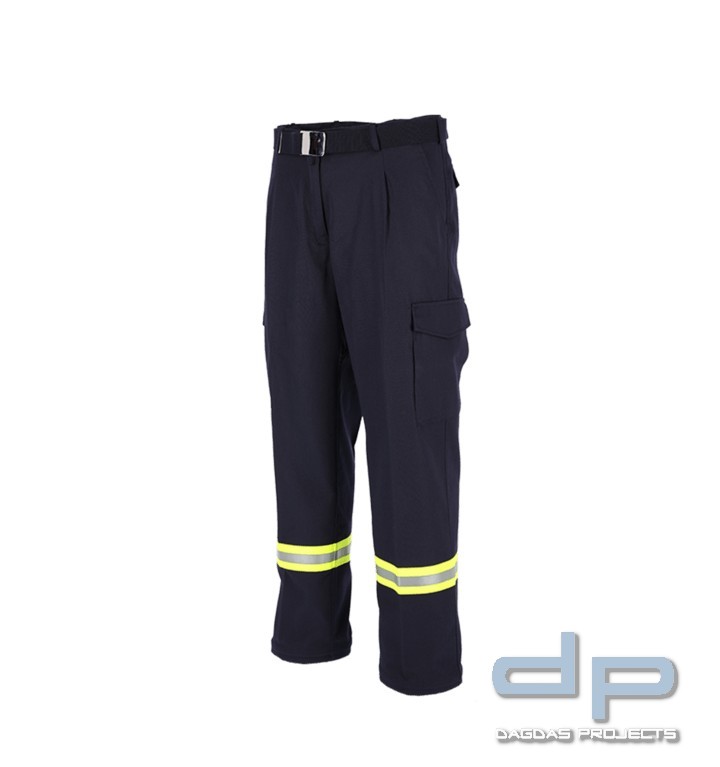 Feuerwehr-Bundhose HuPF Teil 2 Kermel/Viskose mit Reflexbestreifung "Gelb-Silber-Gelb"