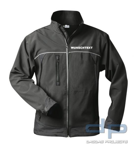 Softshell Jacke schwarz mit Wunschtext