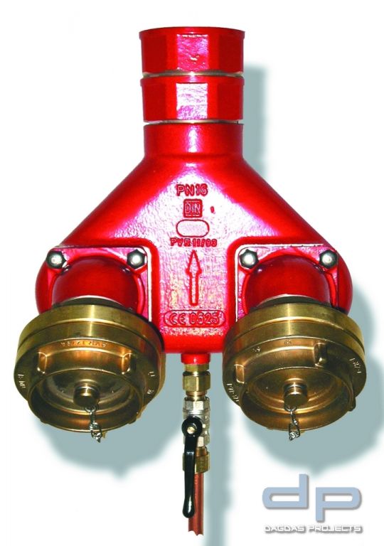 Einspeisearmatur komplett, stehende Ausführung nach DIN 14461