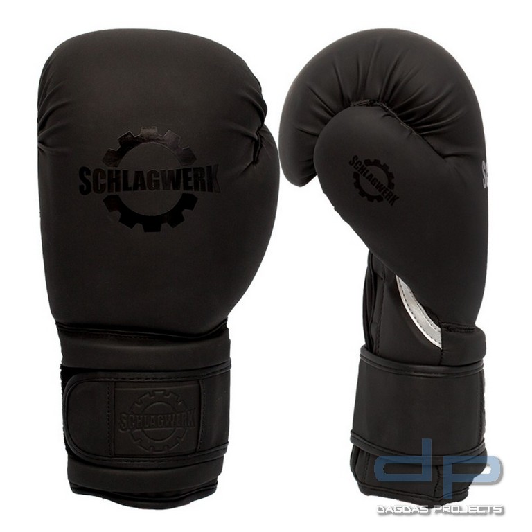 SCHLAGWERK Boxhandschuhe "Black Edition" matt schwarz, Kunstleder