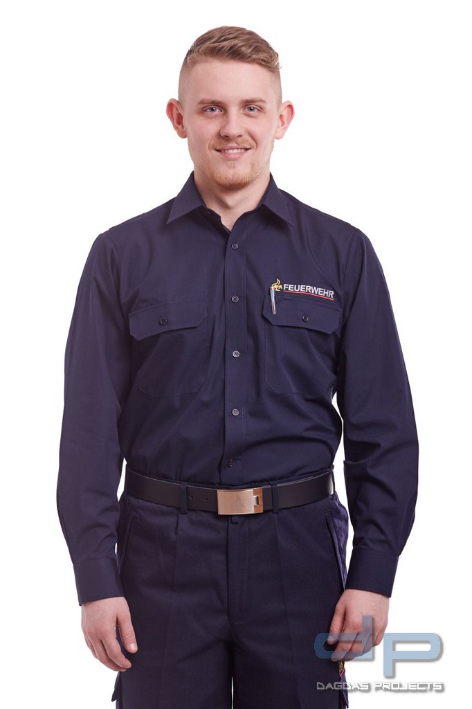 Feuerwehr Diensthemd Modell 004 Baden-Württemberg langarm blau