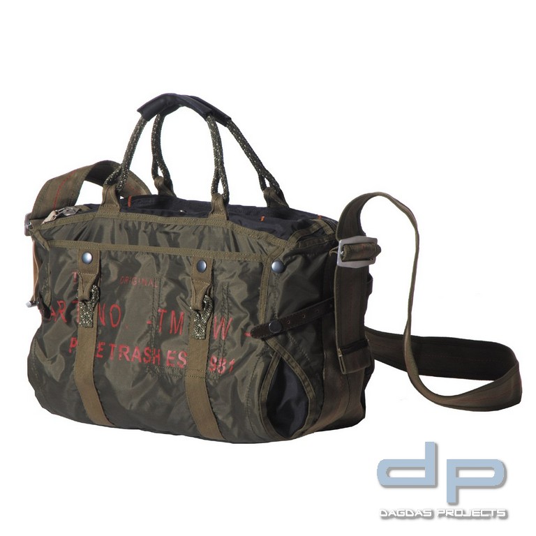 Handtasche mit Schultergurt, groß, Nylon, "PT", oliv
