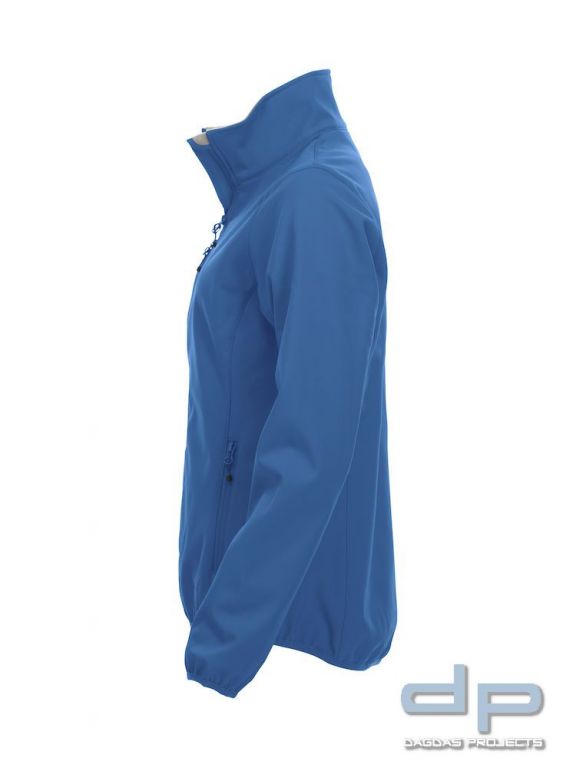 Basic Softshell Jacket Ladies mit reflektierend silbernem Wunschaufdruck in verschiedenen Farben