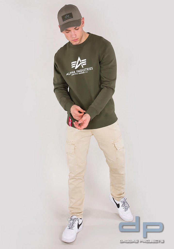 Alpha Industries Basic Sweater in Dunkeloliv Größe: S