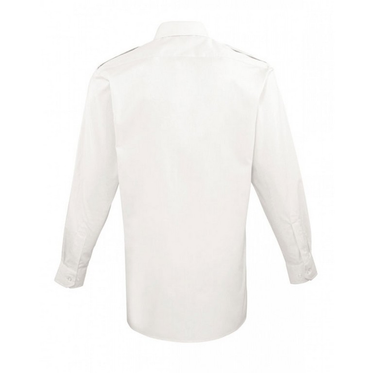 Pilot Hemd Longsleeve weiss mit Kragendruck MSS