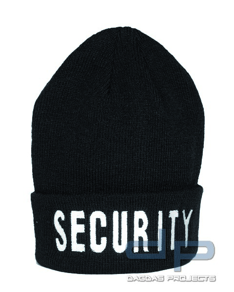 ROLLSTRICKMÜTZE SCHW.BESTICKT SECURITY 12 Stück