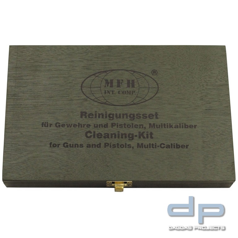 Reinigungsset, für Gewehr und Pistole, Multikaliber, Holzbox