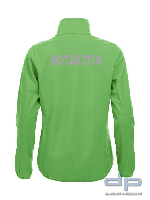 Basic Softshell Jacket Ladies mit reflektierend silbernem Wunschaufdruck in verschiedenen Farben
