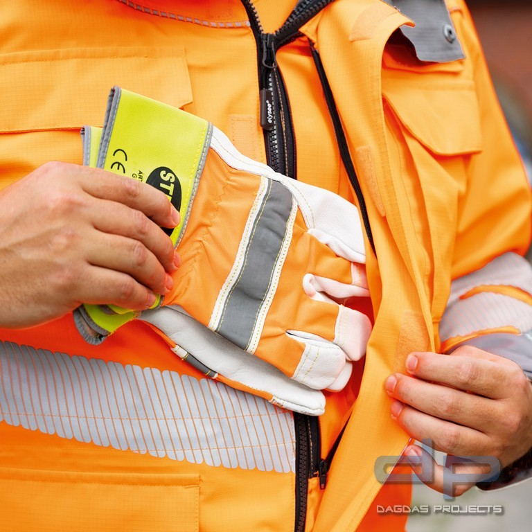 Behörden WARNSCHUTZ PARKA in Orange/Grau mit Aufdruck nach Wunsch auf dem Rücken