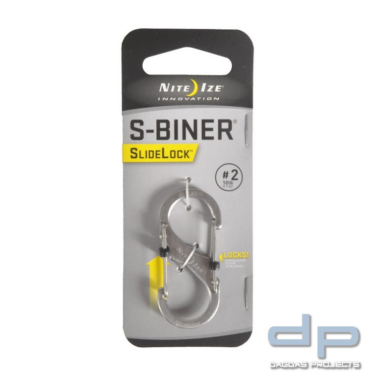 NiteIze Doppelkarabiner S-Biner SlideLock Größe 2 in Schwarz oder Silber