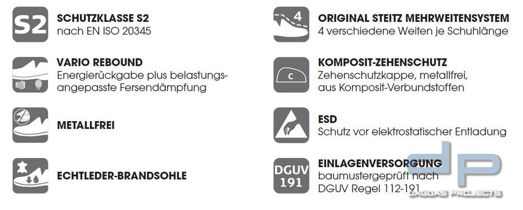 Steitz Secura Rettungsdienstschuh CP 4500 ESD EN ISO 20345:2011 S2 SRC