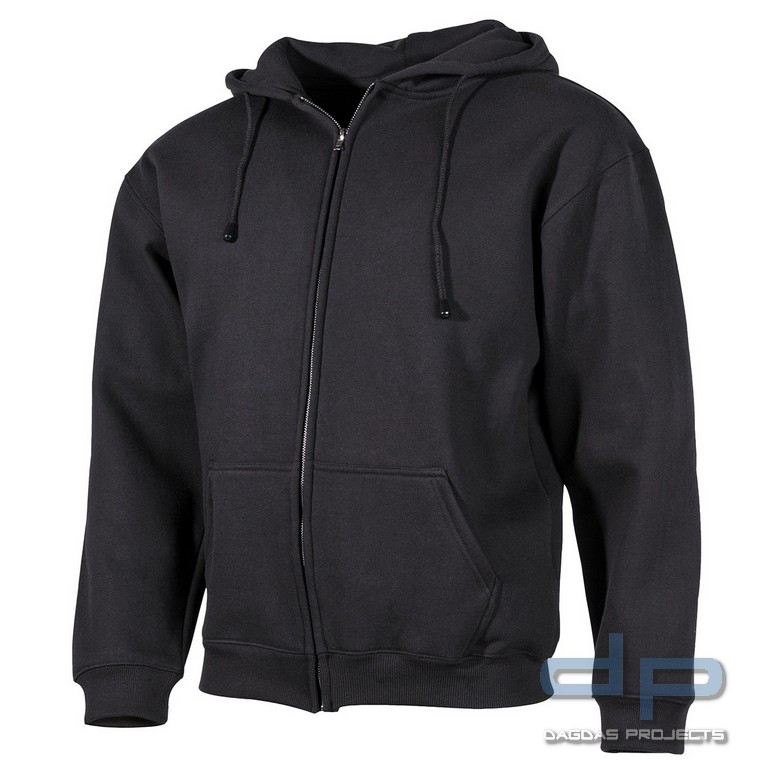 Kapuzen Sweatshirt-Jacke, "PC", 340 g/m², schwarz